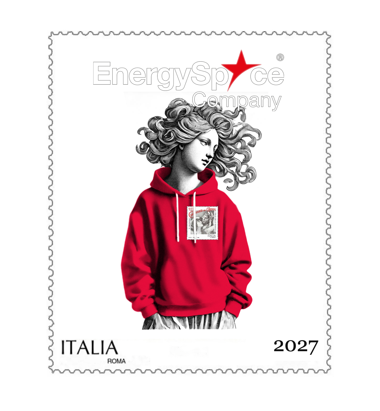 Centenario del Cinema concept stamp illustration